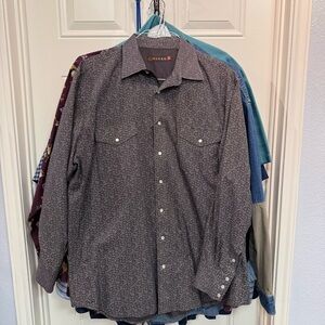 Roper Men's Patterned brown Button-Down Shirt with pearl snaps